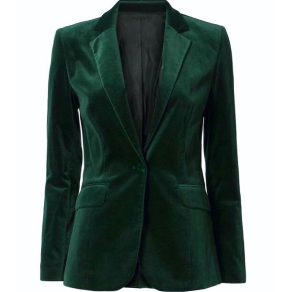 Emerald green velvet blazer NWT